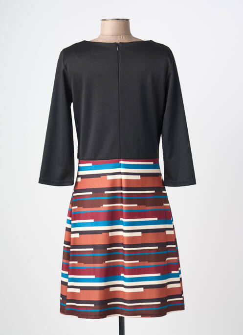 Robe mi-longue imprimé fantaisie manches longues noir PLURIELLES femme