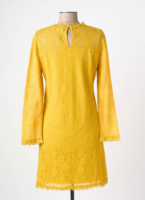 Robe mi-longue manches longues manches longues jaune A BELLE femme