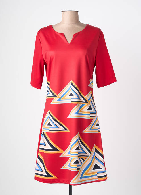 Robe mi-longue manches 3/4 manches 3/4 rouge A BELLE femme