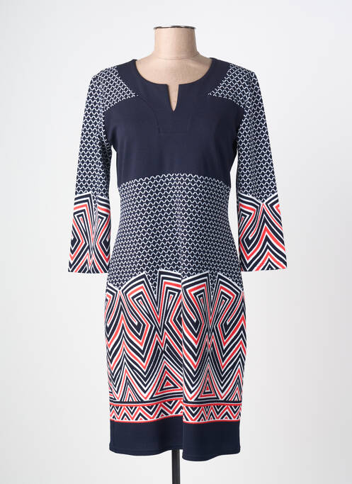 Robe mi-longue manches longues manches longues bleu GEVANA femme