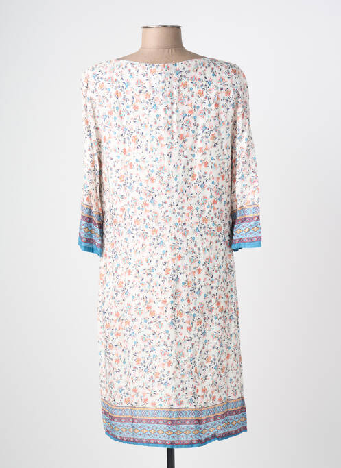 Robe mi-longue coupe fluide manches longues bleu REVER MILE femme