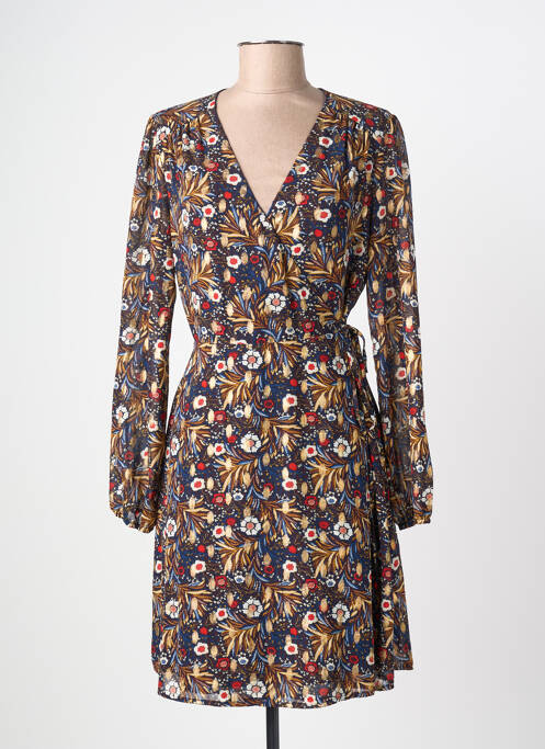 Robe mi-longue coupe fluide manches longues bleu MAJOLICA femme