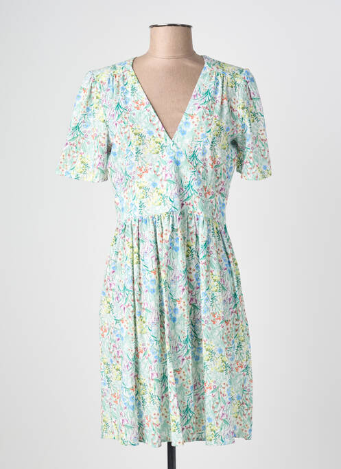 Robe mi-longue coupe fluide manches courtes vert C'EST BEAU LA VIE femme