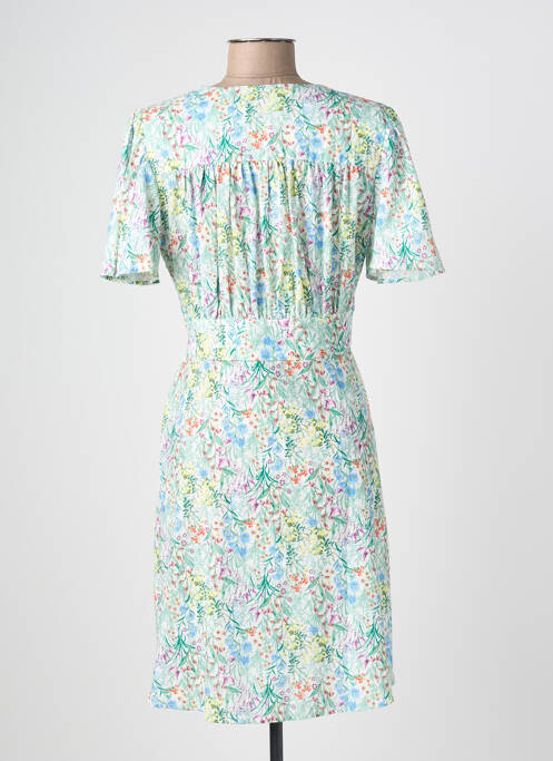 Robe mi-longue coupe fluide manches courtes vert C'EST BEAU LA VIE femme