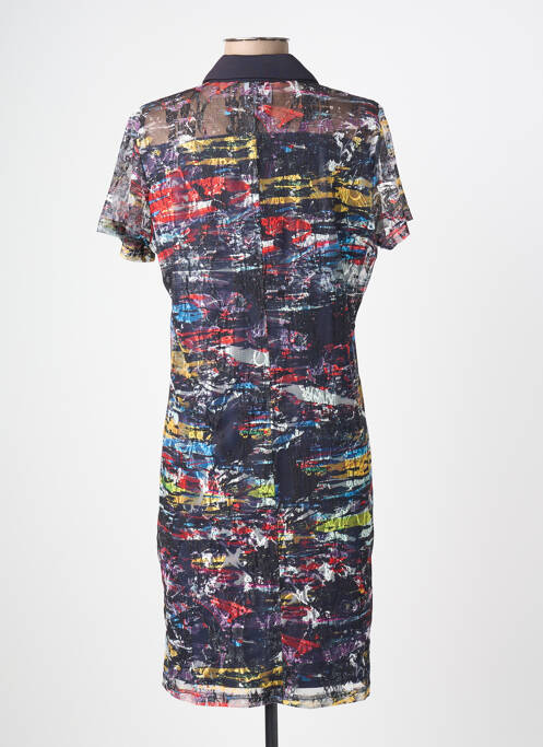 Robe mi-longue coupe fluide manches courtes bleu FRANCE RIVOIRE femme