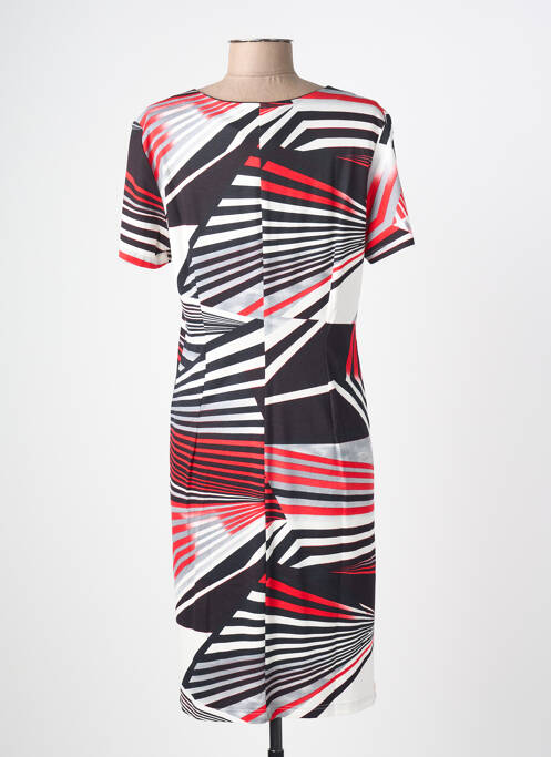 Robe mi-longue tissage crêpe manches courtes rouge GEVANA femme