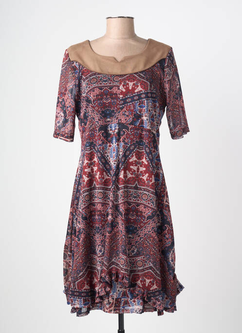 Robe mi-longue coupe fluide manches courtes bleu DIANE LAURY femme