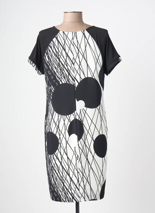 Robe mi-longue imprimé fantaisie manches courtes noir TELMAIL femme
