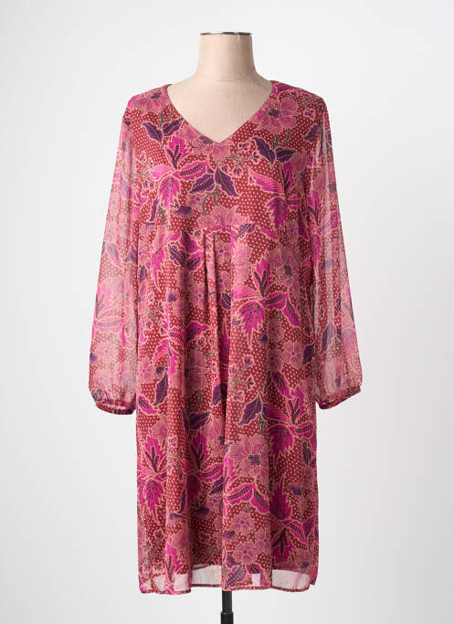 Robe mi-longue manches longues manches longues rose GRIFFON femme