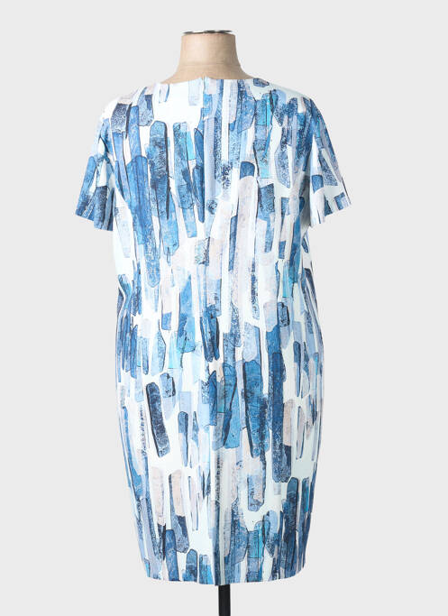 Robe mi-longue imprimé fantaisie manches courtes bleu GEVANA femme