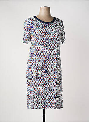Robe mi-longue imprimé fantaisie manches courtes bleu GEVANA femme
