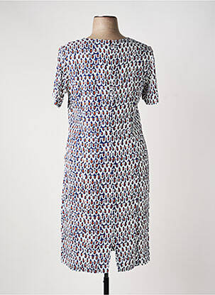 Robe mi-longue imprimé fantaisie manches courtes bleu GEVANA femme