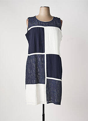 Robe mi-longue tissage crêpe sans manche bleu DIANE LAURY femme