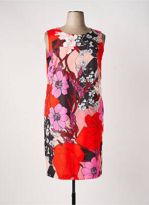 Robe mi-longue imprimé fleurs sans manche rouge TELMAIL femme