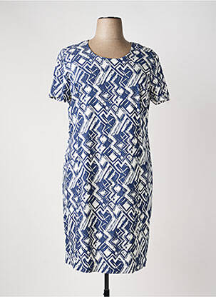 Robe mi-longue fermeture zippée au dos manches courtes bleu GEVANA femme