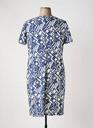 Robe mi-longue fermeture zippée au dos manches courtes bleu GEVANA femme