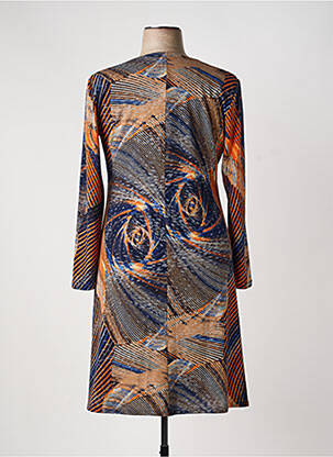 Robe mi-longue imprimé fantaisie manches longues bleu GEVANA femme