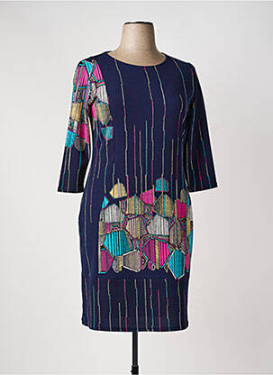 Robe mi-longue manches 3/4 manches 3/4 bleu GEVANA femme