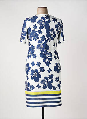 Robe mi-longue imprimé fleurs manches courtes bleu GEVANA femme