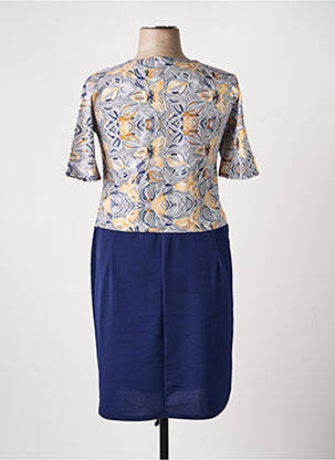 Robe mi-longue imprimé fleurs manches courtes bleu PLURIELLES femme