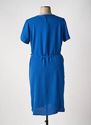 Robe mi-longue coupe fluide manches courtes bleu LOURDES CASTILLO femme