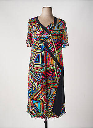 Robe mi-longue coupe fluide manches courtes noir JEAN DELFIN femme