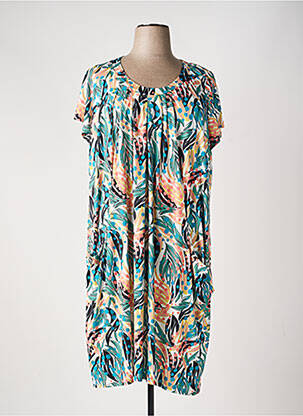 Robe mi-longue manches courtes manches courtes vert FRANCE RIVOIRE femme
