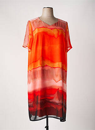 Robe mi-longue coupe fluide manches courtes orange JEAN DELFIN femme