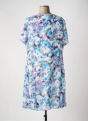 Robe mi-longue imprimé fleurs manches courtes bleu PLURIELLES femme