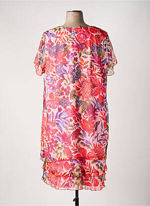 Robe mi-longue imprimé fleurs manches courtes orange TELMAIL femme