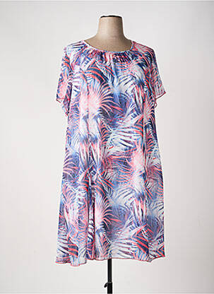 Robe mi-longue coupe fluide manches courtes bleu PLURIELLES femme