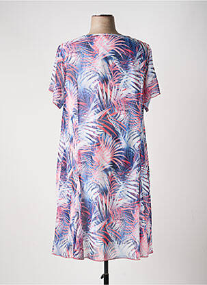 Robe mi-longue coupe fluide manches courtes bleu PLURIELLES femme