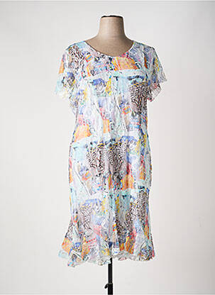 Robe mi-longue manches courtes manches courtes bleu TELMAIL femme