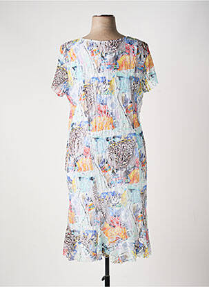 Robe mi-longue manches courtes manches courtes bleu TELMAIL femme