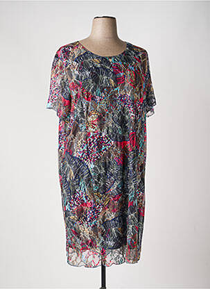 Robe mi-longue coupe fluide manches courtes noir GEVANA femme