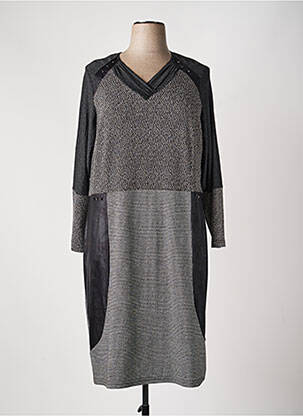 Robe mi-longue manches longues manches longues noir FRANCE RIVOIRE femme