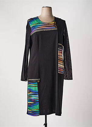 Robe mi-longue manches longues manches longues noir GEVANA femme