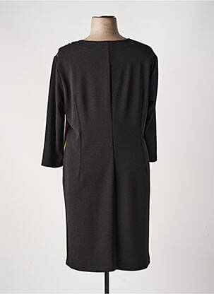 Robe mi-longue imprimé fantaisie manches longues noir GEVANA femme