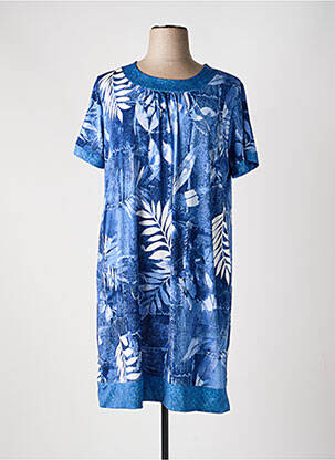 Robe mi-longue manches courtes manches courtes bleu PLURIELLES femme