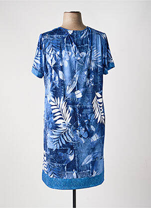 Robe mi-longue manches courtes manches courtes bleu PLURIELLES femme