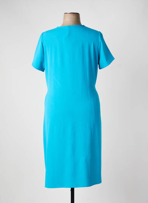 Robe mi-longue tissage crêpe manches courtes bleu LOURDES CASTILLO femme