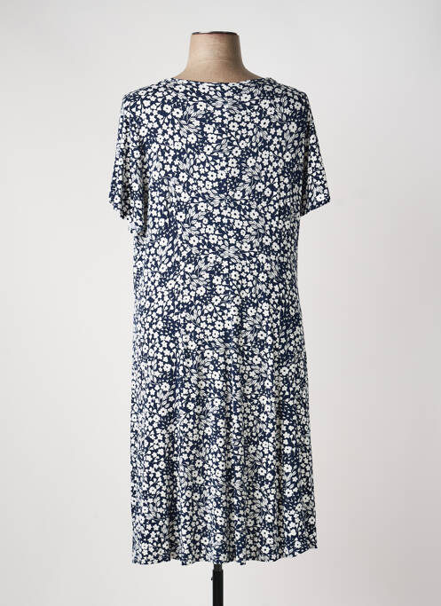 Robe mi-longue imprimé fleurs manches courtes bleu FRANCE RIVOIRE femme