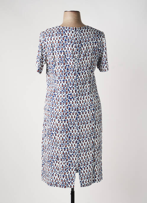 Robe mi-longue imprimé fantaisie manches courtes bleu GEVANA femme
