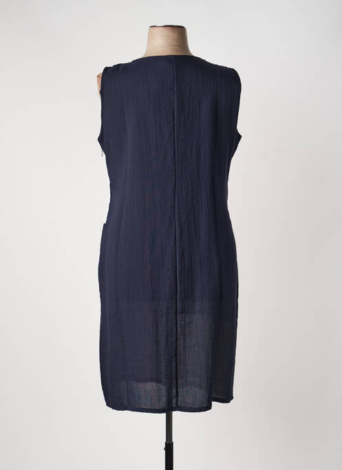Robe mi-longue tissage crêpe sans manche bleu DIANE LAURY femme
