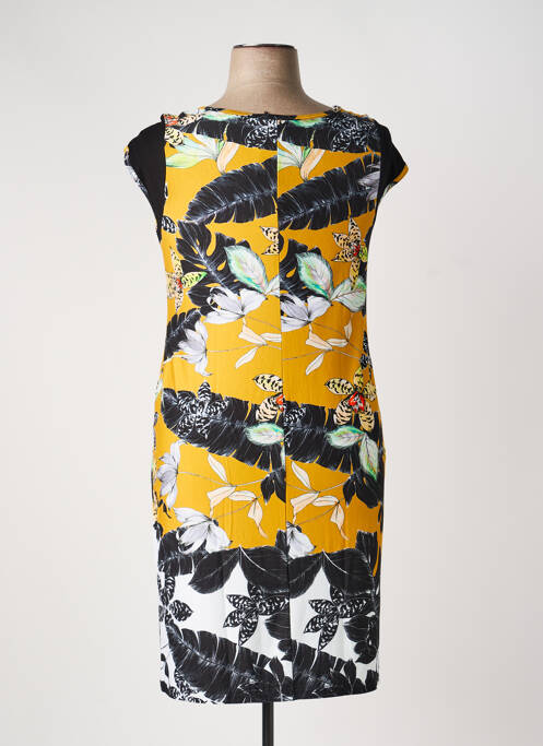 Robe mi-longue imprimé fleurs manches courtes jaune TELMAIL femme