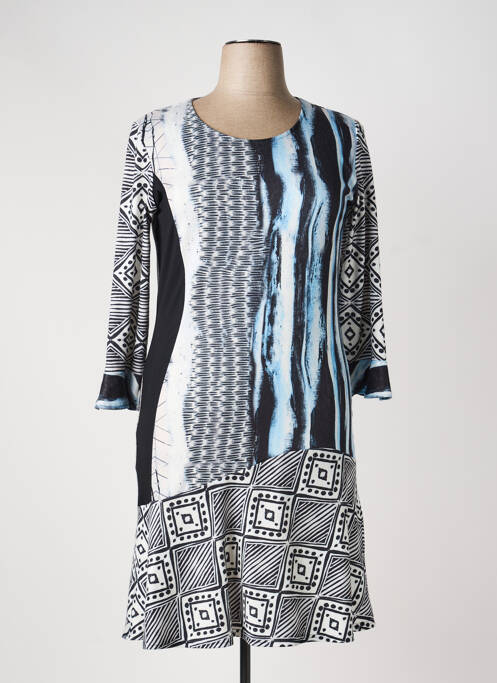 Robe mi-longue manches 3/4 manches 3/4 bleu GEVANA femme