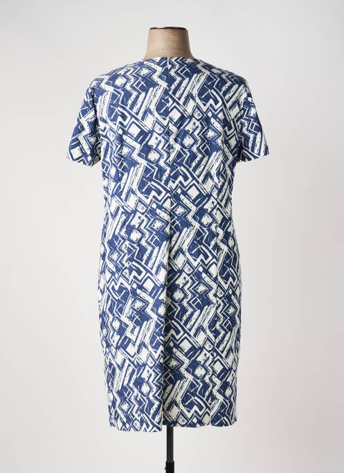 Robe mi-longue fermeture zippée au dos manches courtes bleu GEVANA femme