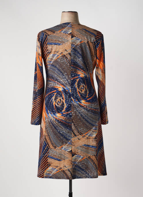 Robe mi-longue imprimé fantaisie manches longues bleu GEVANA femme