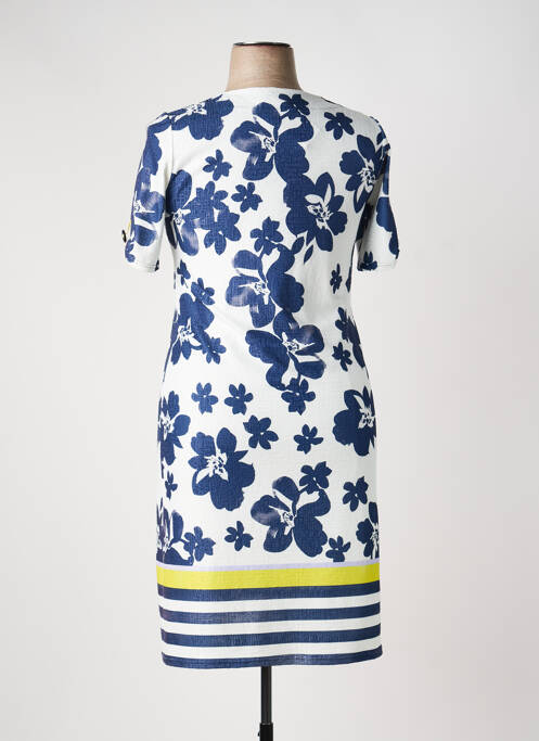 Robe mi-longue imprimé fleurs manches courtes bleu GEVANA femme