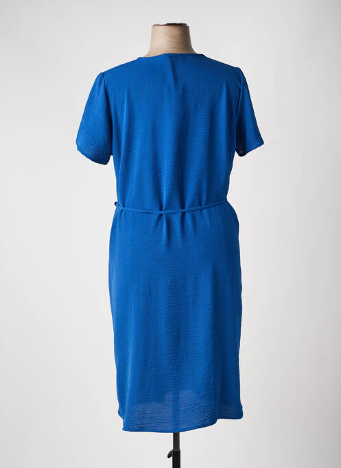 Robe mi-longue coupe fluide manches courtes bleu LOURDES CASTILLO femme